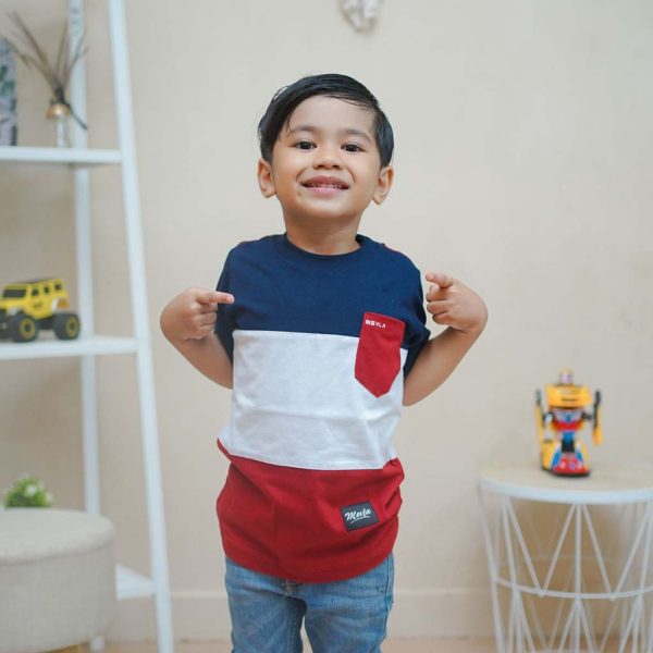 kaos anak laki laki terbaru murah premium branded sakha navy