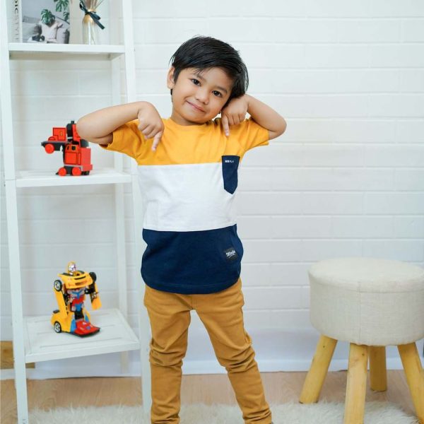 kaos anak laki laki terbaru murah premium branded sakha mustard