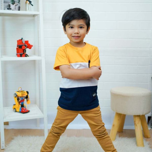 kaos anak laki laki terbaru murah premium branded sakha mustard
