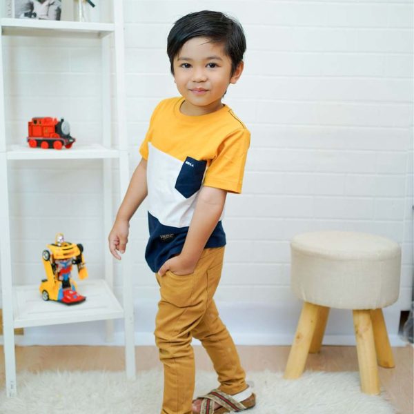 kaos anak laki laki terbaru murah premium branded sakha mustard