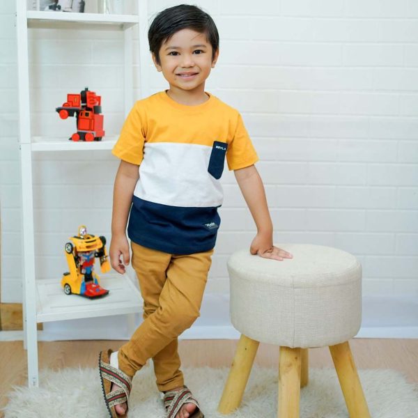kaos anak laki laki terbaru murah premium branded sakha mustard