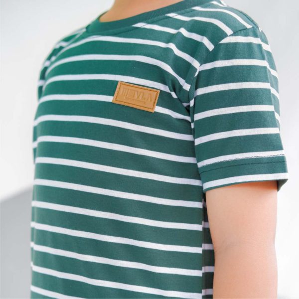Kaos anak stripe garis hijau