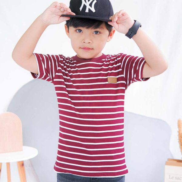 Kaos anak stripe garis merah