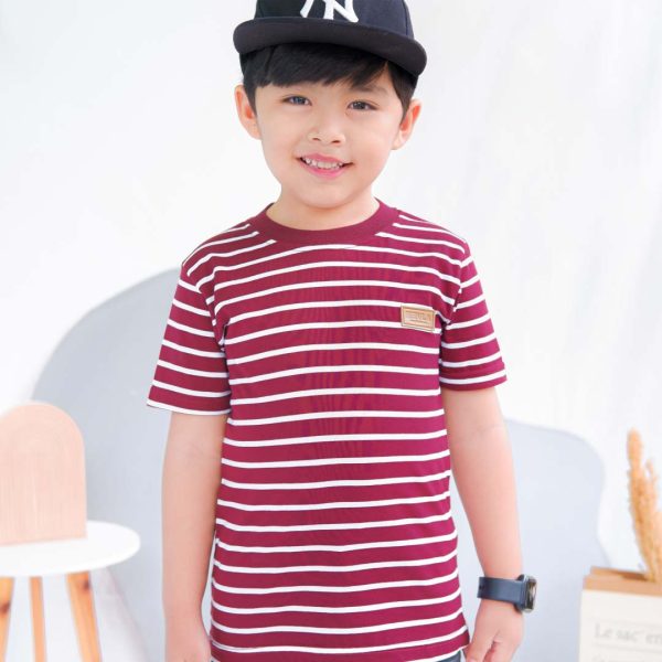 Kaos anak stripe garis merah