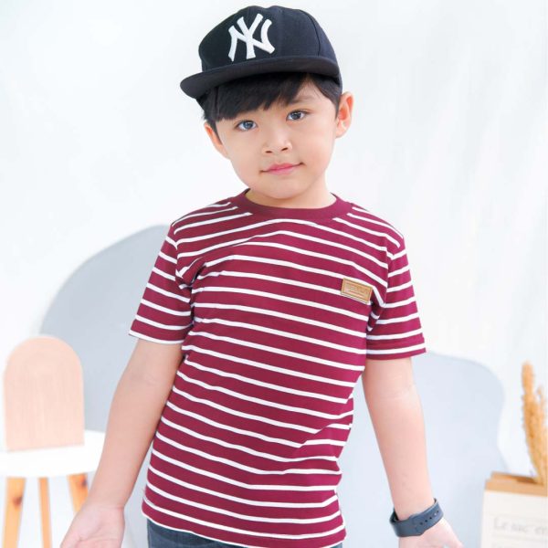 Kaos anak stripe garis merah