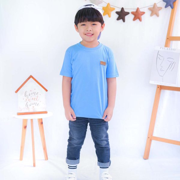 Kaos polos anak dusty blue