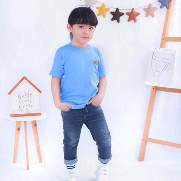 Kaos polos anak dusty blue