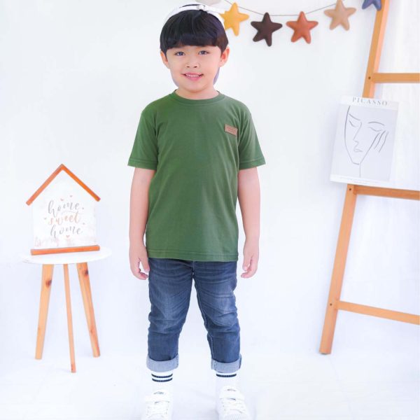 Kaos polos anak hijau kaktus