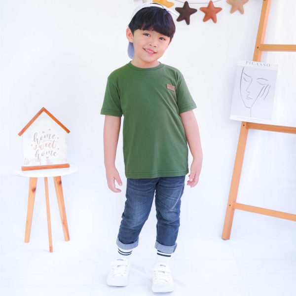 Kaos polos anak hijau kaktus