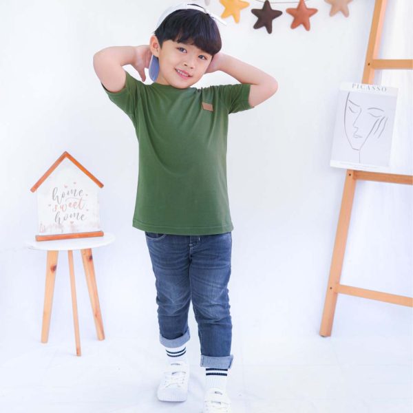Kaos polos anak hijau kaktus