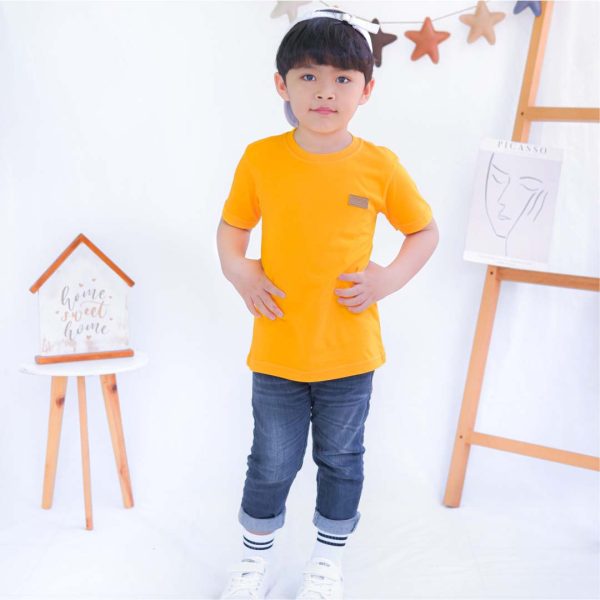Kaos polos anak kuning mustard
