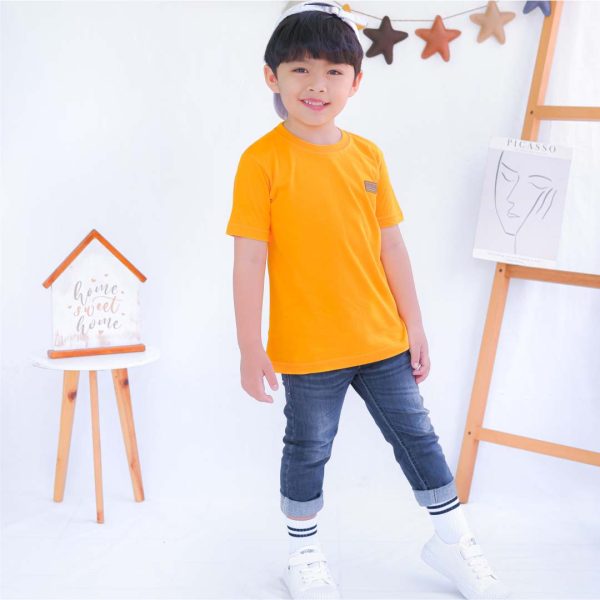 Kaos polos anak kuning mustard