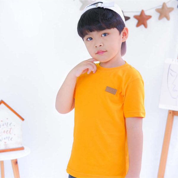 Kaos polos anak kuning mustard